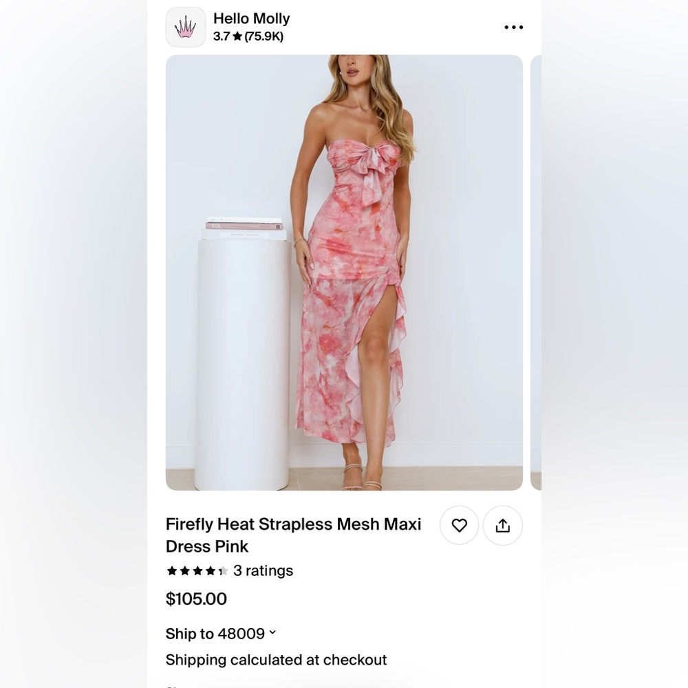Hello Molly Pink and White Asymmetrical Maxi dress - Picture 4 of 4